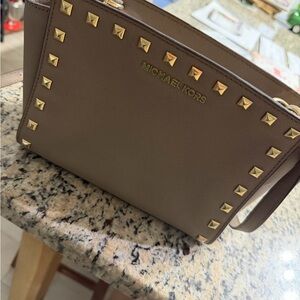 Michael Kors Brown Crossbody with Gold Accents
